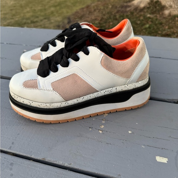 Zara contrast color platform Stylish White and Orange Sneakers S/9 - Picture 6 of 9